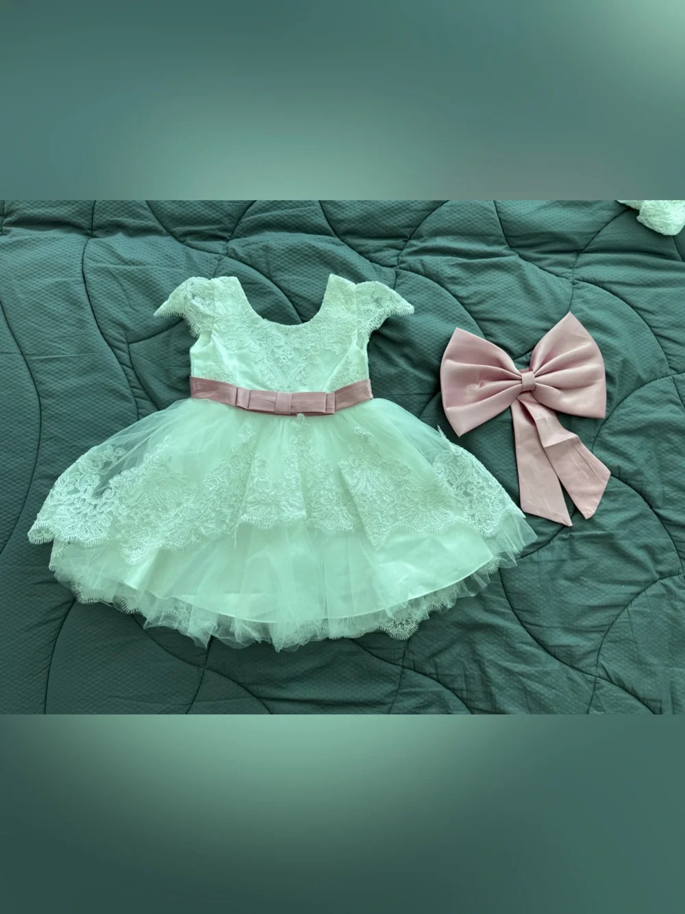 Infant baby girl lace and tull formal dress - size 9/12 M- 90cm - NEW